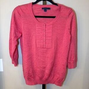 Boden Wool Crewneck Sweater 3/4 Sleeve Pink‎ Size 12